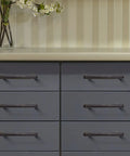 5 Inch Aluminum Alloy Drawer Handles Set Matte Black Cabinet Pulls With Solid Base Includes Screws Durable Rust Resistant Hardware For Kitchen And Bathroom Drawers Easy Install 10 Pack on gray dresser drawers