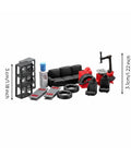 Top Shelf Miniature Vehicle Repair Shop Scene Featuring Resin Seats And Tire Balancing Machine For Collectible Scale Dioramas And Knockout Model Garage Displays, 12 pieces, resin, auto repair kit.
