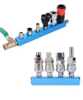 Two Way Five Port Aluminum Pneumatic Manifold Block Splitter Inline Fittings For Air Compressors And Portable Air Tanks Easy Install