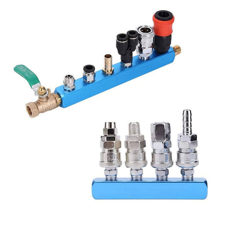 Two Way Five Port Aluminum Pneumatic Manifold Block Splitter Inline Fittings For Air Compressors And Portable Air Tanks Easy Install
