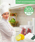 Chef with Precut 300 Count Vacuum Sealer Bags 10x13 Inch Plus Quart Size BPA Free for Clamp Style Machines, meal prep items