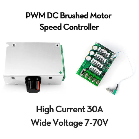 Heavy Duty 7 To 70 Volt 30 Amp Pwm Dc Motor Speed Controller For Brushed Motors Stepless Variable Regulator with knob and PCB.