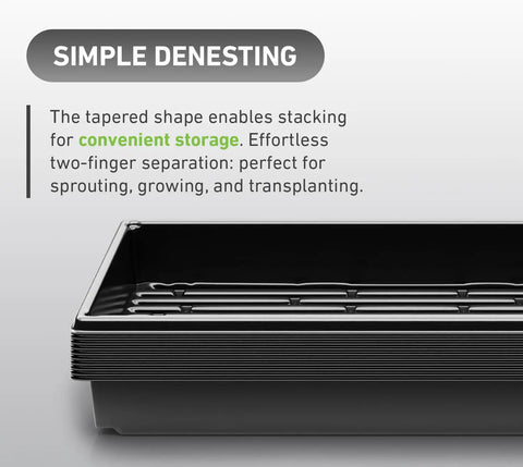 Side view of 10x20 Inch Black Plastic Propagation Trays 10 Pack For Plant Propagation Seedlings Microgreens Soil And Hydroponics No Drain Holes