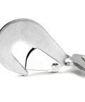 Close-up of twisted snap hook on Heavy Duty 2 Inch By 96 Inch Car Tie Downs With Twisted Snap Hooks Silver Series 2 Pack
