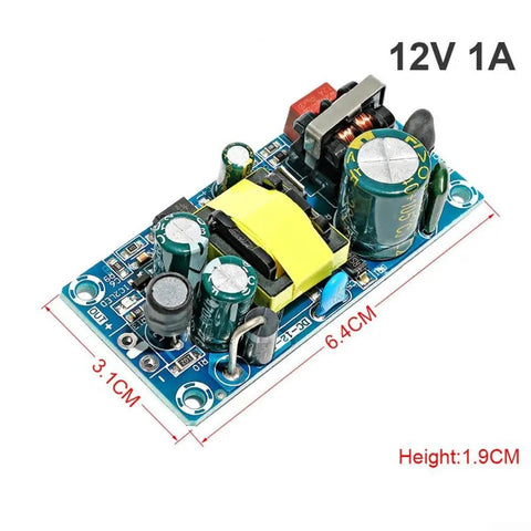 Heavy Duty Industrial AC DC Power Converter Converts 110 220 V Down To Smooth 12 V At 72 Watt Peak, compact module with dimensions.