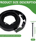 Flexible Lawn And Garden Edging Border 1.5 Inch By 16 Foot Black Reinforced Plastic Grass Border with securing pegs