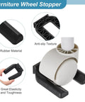 4 Pack Rubber Furniture Wheel Stopper Cups For Casters, Non Slip Floor Protectors, M75 Size 83 By 71 By 16.9 Mm, Black