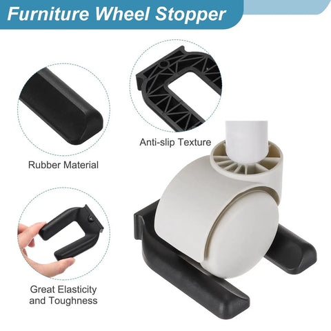 4 Pack Rubber Furniture Wheel Stopper Cups For Casters, Non Slip Floor Protectors, M75 Size 83 By 71 By 16.9 Mm, Black