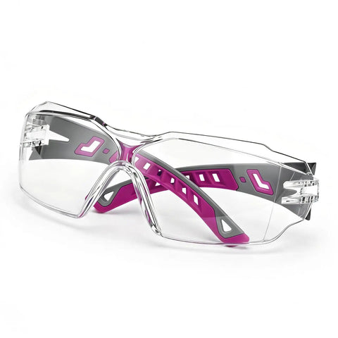 All-Day Comfort Anti Fog UV400 Safety Glasses with Ultralight Rubber Temples and Arc Frame Goggles for Men and Women in clear view
