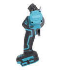 No Nonsense Professional Grade Compact Cordless Mini Circular Saw featuring 3 Inch Razor Sharp Blade angled profile with grip.