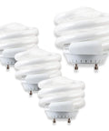 Save Energy With 18W CFL Spiral Light Bulbs Warm White 2700K GU24 Base 1170 Lumens UL Listed 4 Pack Long Lifespan Up To 8000 Hours