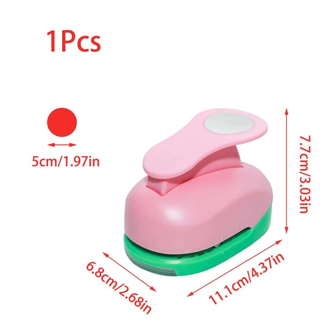 Pink 2 Inch Circle Hole Punch for Crafting and Scrapbooking, ergonomic paper punch for card making, journals, DIY arts, precise cut circles.