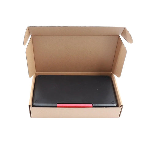 Open box showing Real Deal Woodworking Inch Setup Blocks For Table Saw Router Adjustment with black aluminum measuring block.