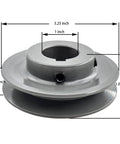 Beefy Cast Iron V Belt Pulley 1 Inch Bore, 3.25 Inch Outer Diameter, One Groove Motor Pulley with dimensions displayed