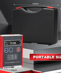 Pro Grade Digital Profilometer For Surface Roughness And Finish Measurements In Engineering And Lab Settings With 0.01 Micron Precision And Multi Parameter Readouts Ra Rq Rz Rt, shown with portable storage case.