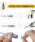 Grease Gun Accessory Kit With 90 Degree Coupler And Needle Nozzle For Hard To Reach Zerk Fittings shown in use for lubrication