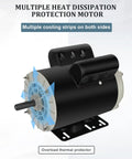 Heavy Duty 5 HP Single Phase Electric Motor With 3450 RPM 56 Frame 208 230V Five Eighths Inch Shaft Rolled Steel Shell 60 Hz