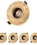 UWYTGF 5 Pack Style Led Recessed Lighting with Brass Pattern and Trim, top view of one can light.