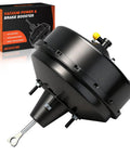 Heavy Duty Power Brake Booster For Cadillac Escalade Chevy Silverado Tahoe side view with black finish and steel push rod