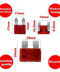 Image showing sizes of car fuses in Comprehensive Car Fuses Kit With Aluminum Sheet 2 To 35A M And S Sizes Includes Circuit Tester Heavy Duty Auto Fuse Set For Quick DIY Electrical Troubleshooting And Repairs Perfect For Workshop Or Garage.