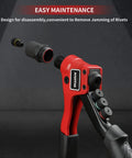 Manual Pop Rivet Gun Kit With 200 Aluminum Rivets In Four Sizes And Four Drill Bits For Easy Installation showing disassembled nozzle for maintenance.