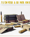 Image of 1:35 Scale Pzgr And KwK 40 Shells And Ammo Boxes Plastic Model Kit Not A Toy, Detailed Military Diorama Accessories