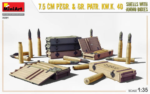 Image of 1:35 Scale Pzgr And KwK 40 Shells And Ammo Boxes Plastic Model Kit Not A Toy, Detailed Military Diorama Accessories