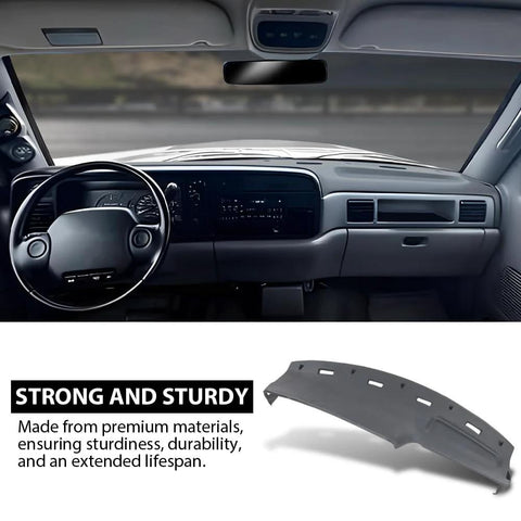 G-PLUS TPE dash cover for Dodge Ram 1994–1997, gray, automotive dashboard accessory