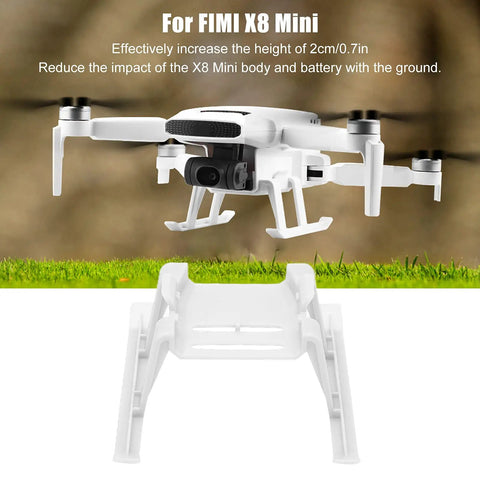 Drone Landing Gear Extension Kit Lightweight Elevated Protector For Mini Drones Adds 2cm Height And Reduces Ground Impact Easy Install For Racing Aerial Photography And Hobbyist Models, showing white extension fitting on X8 Mini.