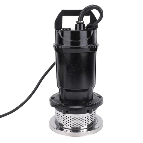 Badass 6000 GPH Submersible Sump Pump With 32.8 Foot Max Lift Height For Heavy Duty Basement And Utility Drainage In Rock Solid SUS Stainless Alloy Workhorse Body - front view with power cord