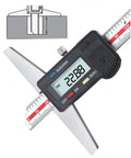 Digital Vernier Caliper With Depth Gauge displaying 22.98 mm, chrome plated alloy body, easy readout on LCD screen.