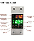 63A Smart Voltage Protector With LCD Display 110V To 220V Wide Range, adjustable DIN rail front panel with voltage and current screens