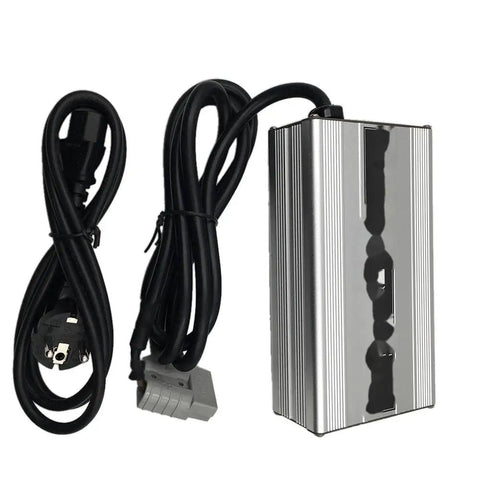 Top Grade 12V 15A Semi Electric Forklift Stackers Smart Battery Charger Quick Charge Unit With Heavy Duty Design For Warehouses And Factories, showing charger with cables