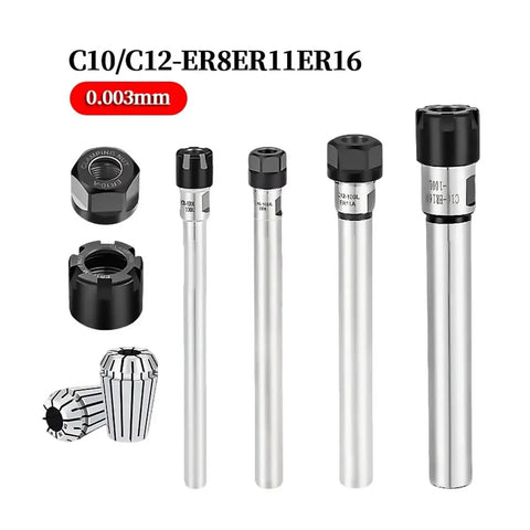 Top Tier ER Extension Rod For C10 And ER8 ER11 Chucks With Precision Straight Shank Grinding, versatile tool holder set.