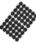 48 Pack Self Adhesive Floor Protectors Rubber Feet Pads for furniture, cabinets, cupboards; black anti-scratch cushions on sheet.