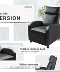 Comfy Leather Recliner Chair With Lumbar Support For Home Theater And Living Room, Adjustable 90 To 180 Degree Recline, Black