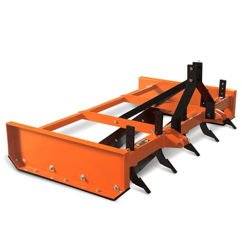 Heavy Duty 72 Inch Tractor Land Leveler Scraper Grader Attachment With Dual Cutting Edges Adjustable Shanks 3 Point Cat 1 Hitch