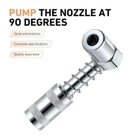 90 Degree Grease Coupler Adapter For Heavy Duty Grease Guns 3 Jaw Spring Lock Steel Fittings Rugged Lubrication Tool