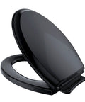 Guinevere SoftClose Elongated Toilet Seat And Lid Ebony Durable High Gloss Polypropylene Slow Close Upgrade shown open