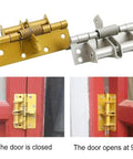 Heavy Duty Spring Loaded Cabinet Hinges With Automatic Self Closing Action shown closed and at 90 degrees for smooth swing installation.