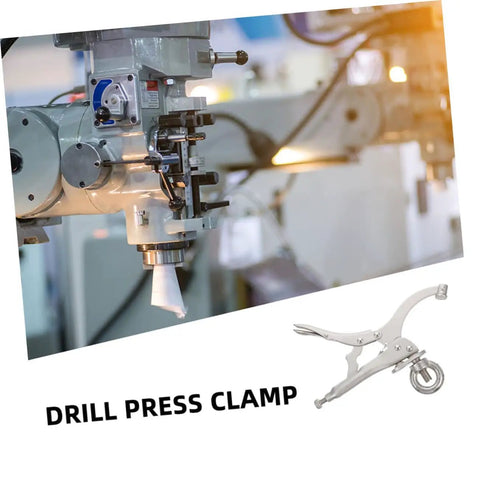 Rock Solid Adjustable Drill Press Locking Clamp Vise Built Tough As Nails For Woodworking And Metal Projects With Quick Adjustments and Iron Grip.