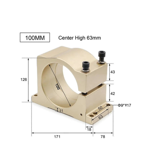 Spindle Motor Clamp Mount Bracket For CNC Machines 65mm 80mm 85mm 100mm 105mm With 100mm Handle Securely Fixes Workpieces For Precise Stable Machining And Easy Tool Setup, 100mm size diagram
