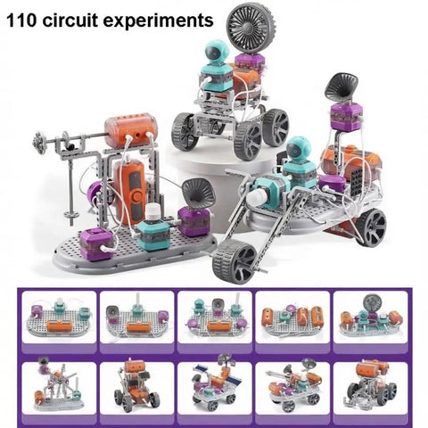 Hands On STEM Electronics Kit For Kids, Kid Friendly With 110 Projects And 210 Circuit Parts, Open Ended Circuit Building Toy For Boys And Girls Ages 5 To 13 on display
