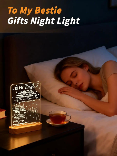 Best Friend 3D Illusion Lamp Night Light With Warm White Glow And Sweet How Special You Are To Me Message on bedside table