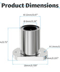 LMH6UU Flange Linear Ball Bearings 6mm ID X 12mm OD X 19mm Length with dimensions