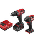 2-Tool Cordless Drill Driver And 1 Quarter Inch Hex Impact Driver Kit With Brushless 20V Power PWRCore 20 2.0Ah Battery PWR Jump Charger