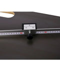 Close-up of 55-inch guide on heavy duty foam cutter with hot nichrome wire for precision foam cutting in horizontal and vertical modes.