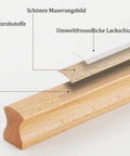 Cross-section of beech wood with coating for 4 Pieces Wooden Drawer Handles And Cabinet Pulls In Beech Wood For Furniture 64mm spacing.
