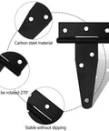 6 Pack 3 Inch T Strap Hinges Heavy Duty Black Outdoor Tee Hinges for Wooden Fences Barn Doors Gates Shed Doors Hardware