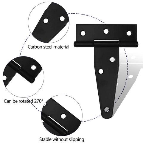 Heavy Duty T Strap Gate Hinges For Outdoor Doors Fences Barns And Sheds Black 12 Pack 3 Inch Durable Iron Hinges Galvanized Diagram